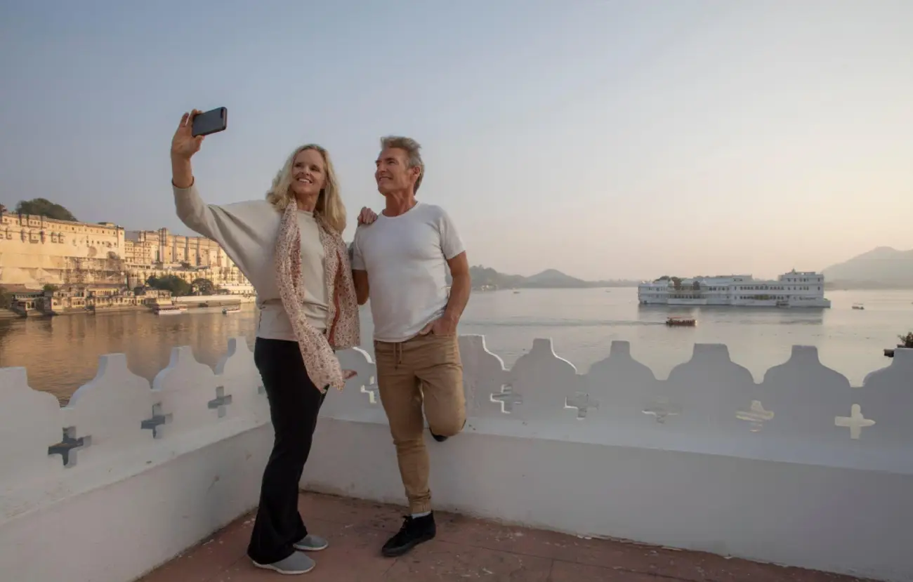 10 Most Romantic Destinations in India 1 Couple take selfie across Pichola lake Udaipur