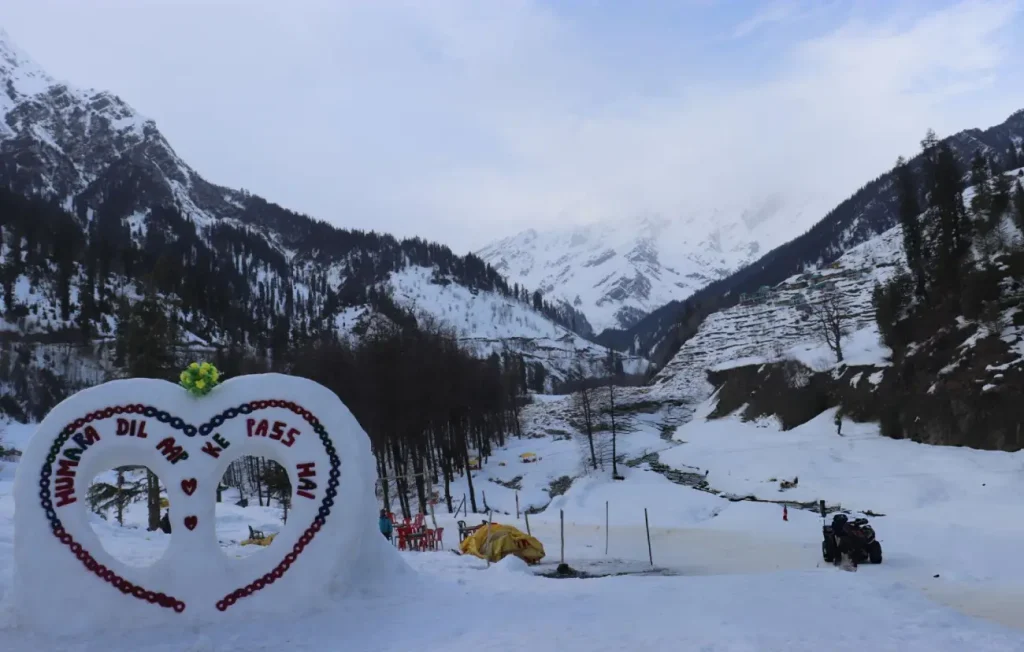 10 Most Romantic Destinations in India 2 romentic moment created in Himachal Pradesh Hill Heart Shape created by Ice and message wrriten on it