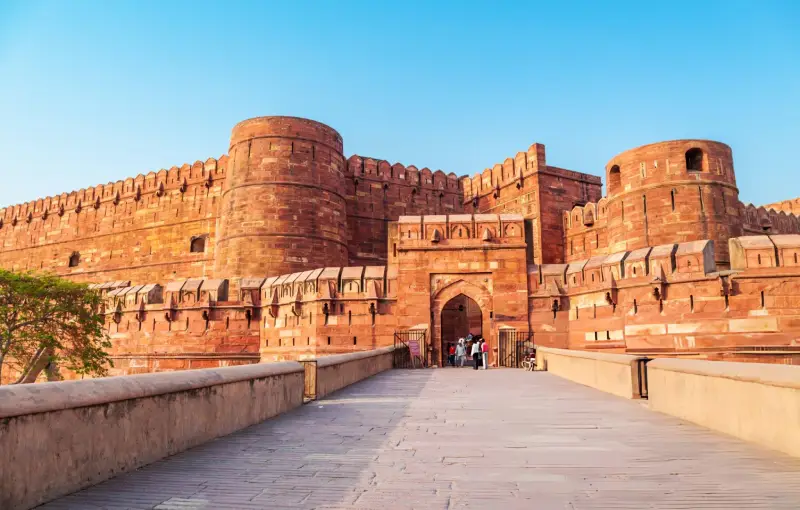 The majestic Agra Fort, a UNESCO World Heritage Site, visited by Travel with Vasco's guests during their India Group Tour and Golden Triangle Tour.