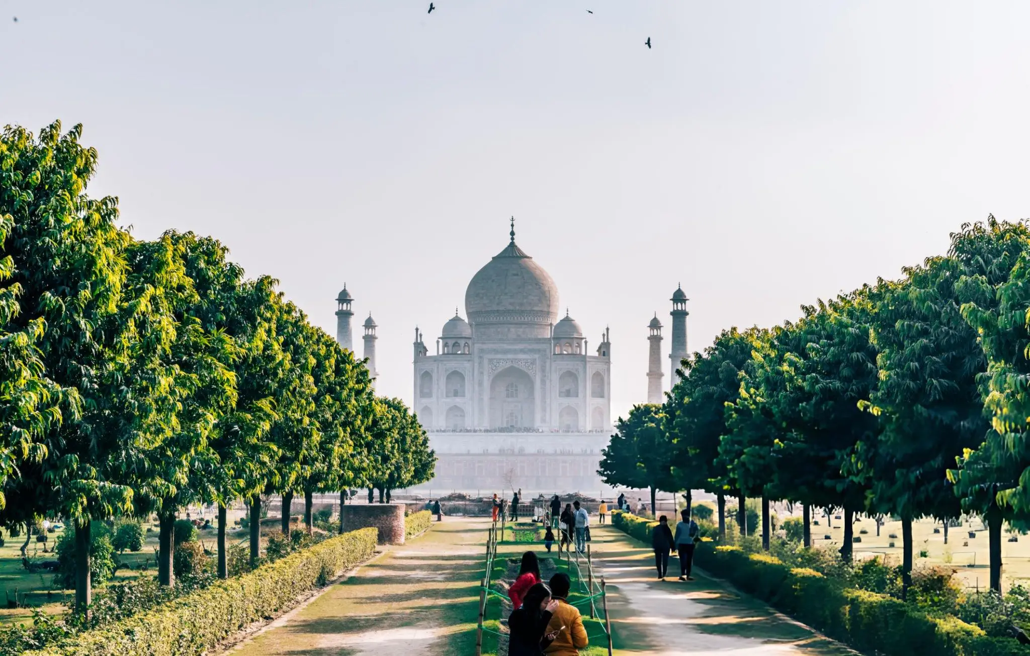 Taj Mahal view from Mehtab Bagh in Agra, India, a must-visit site included in the Golden Triangle Tour by Travel with Vasco.